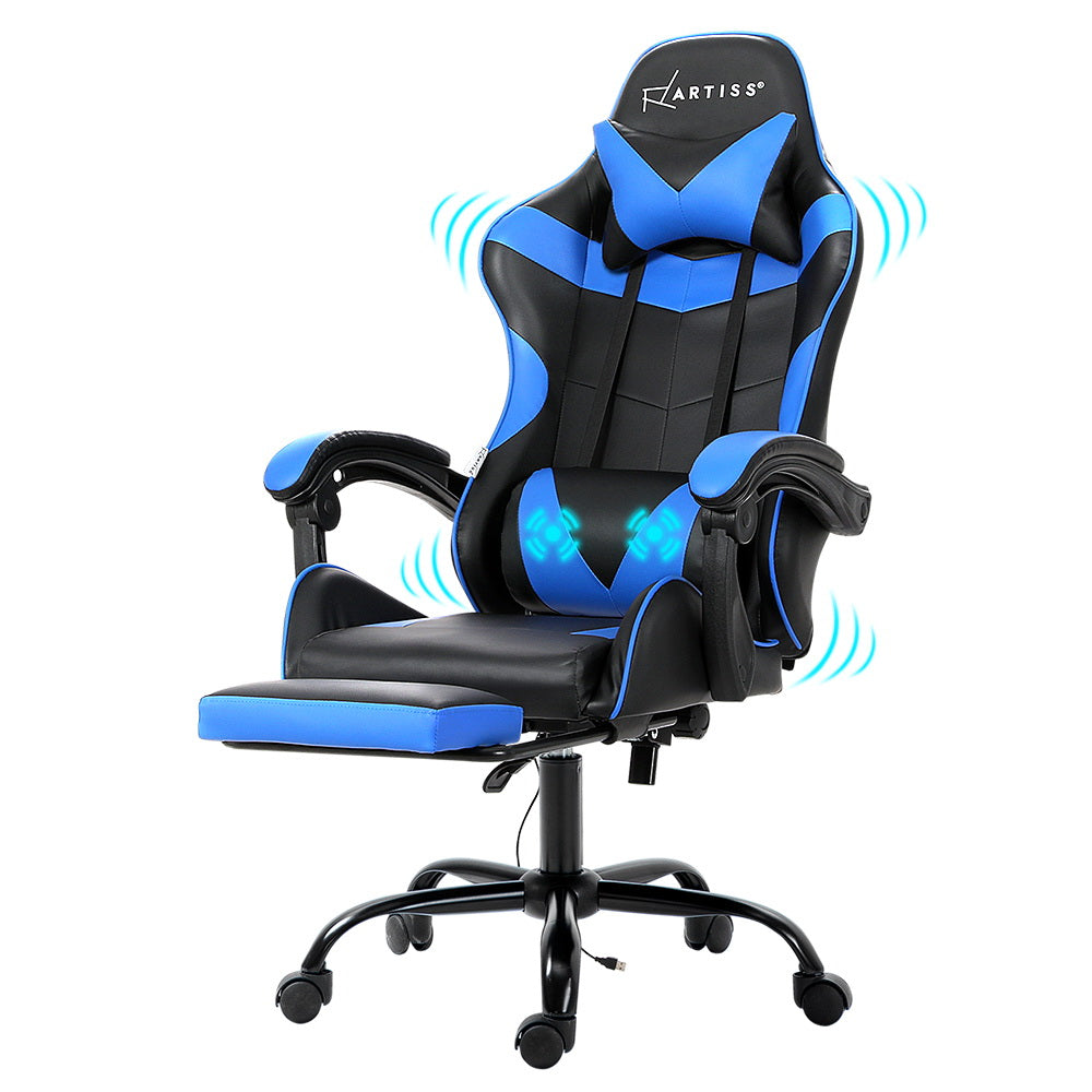 2-Point Massage Gaming Chair - Blue