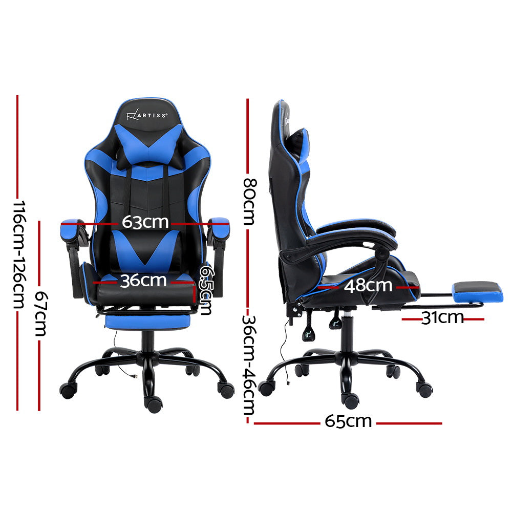 2-Point Massage Gaming Chair - Blue