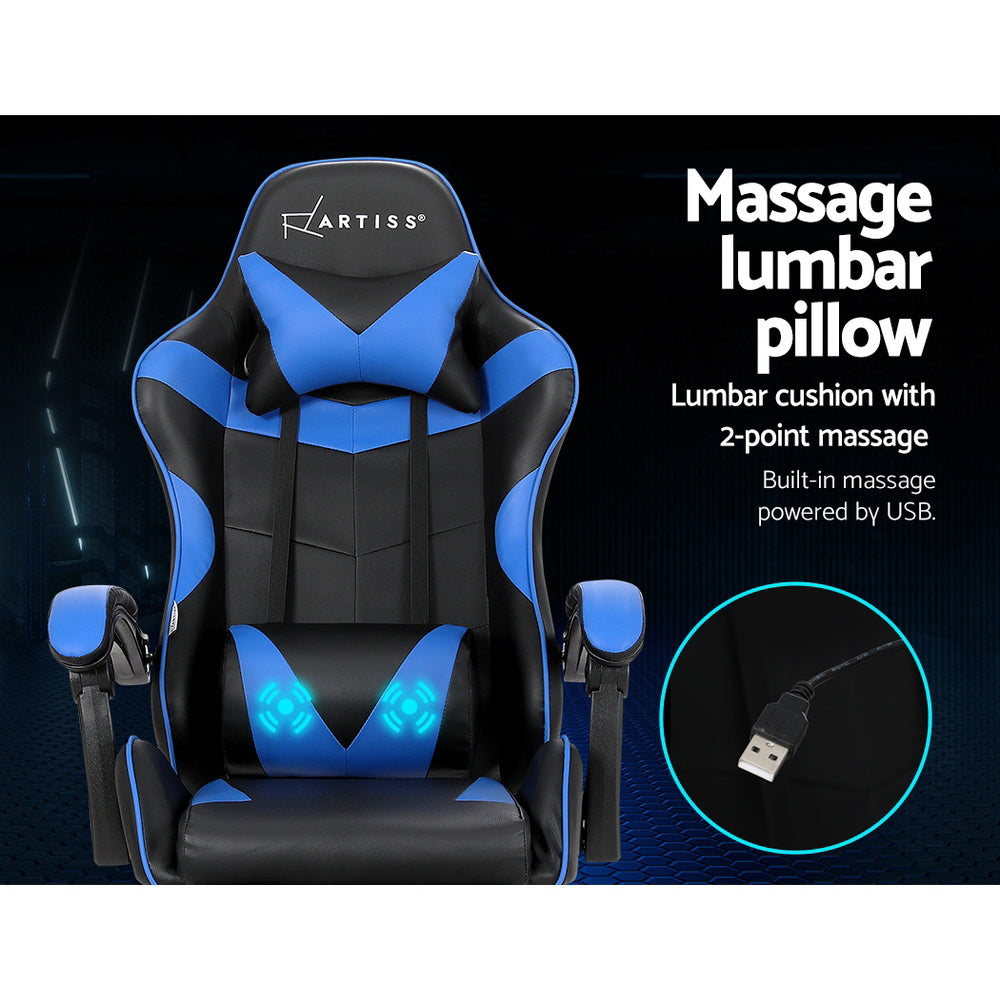 2-Point Massage Gaming Chair - Blue