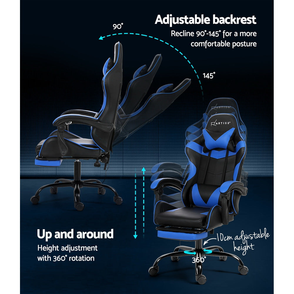 2-Point Massage Gaming Chair - Blue