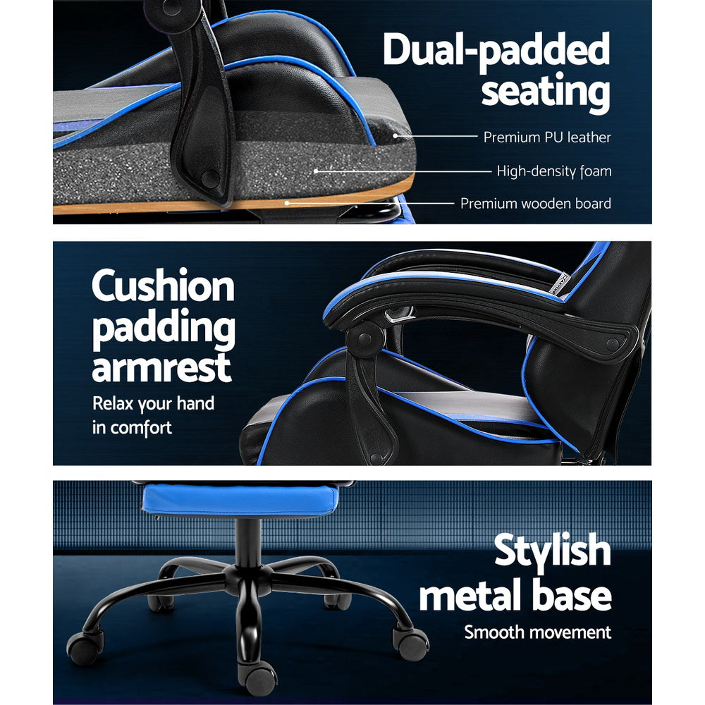 2-Point Massage Gaming Chair - Blue