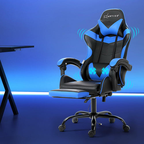 2-Point Massage Gaming Chair - Blue