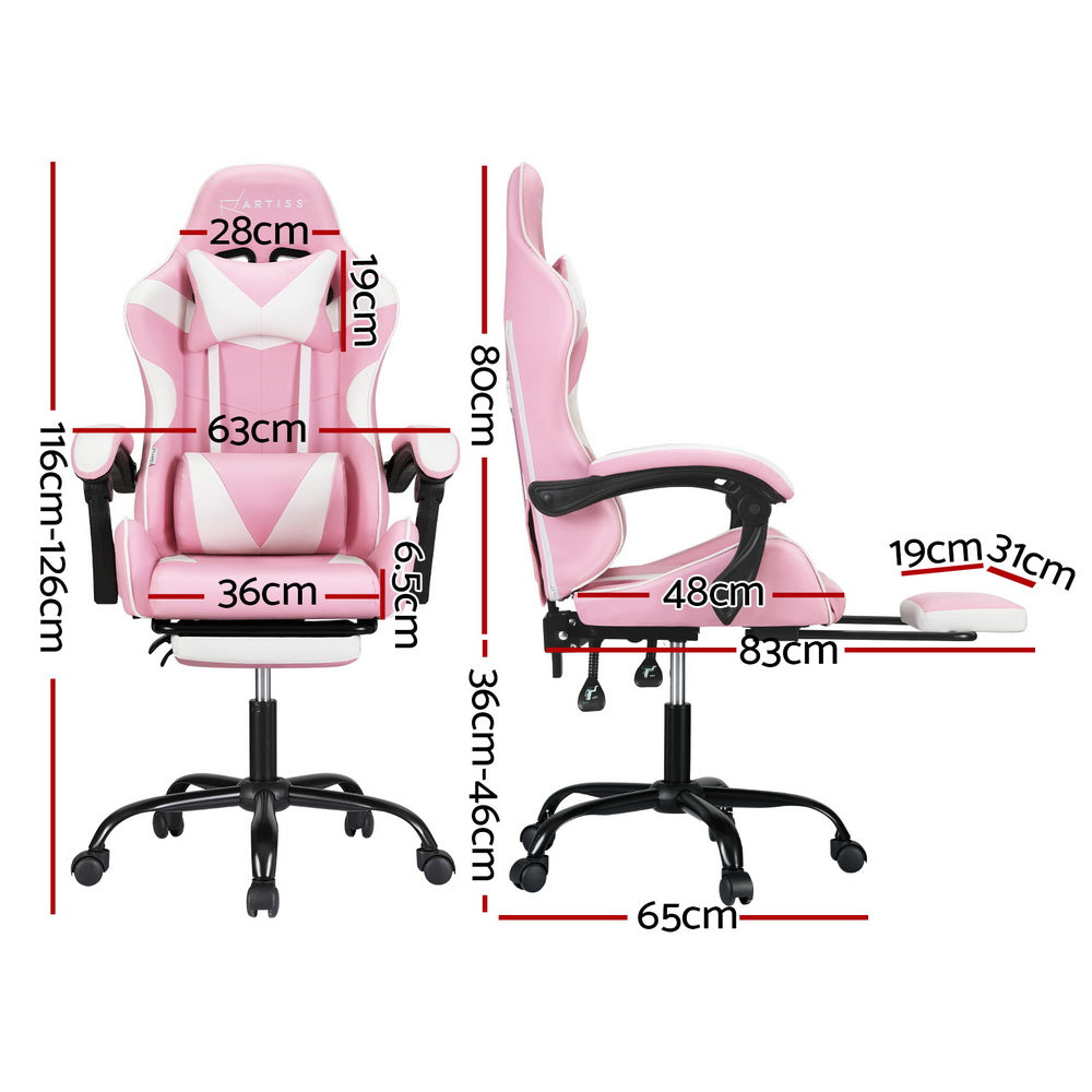 2-Point Massage Gaming Chair with Footrest