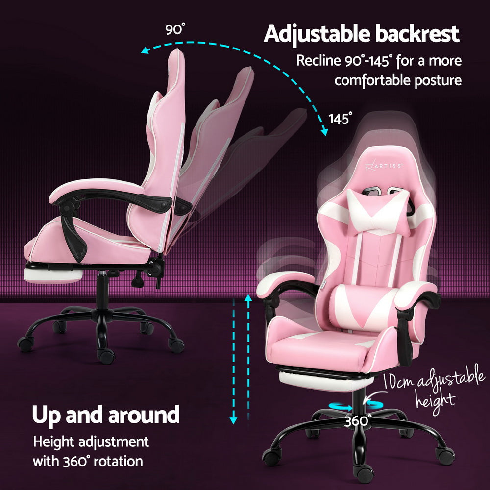 2-Point Massage Gaming Chair with Footrest
