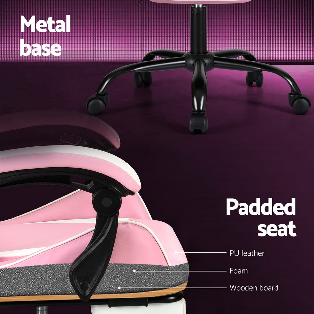 2-Point Massage Gaming Chair with Footrest