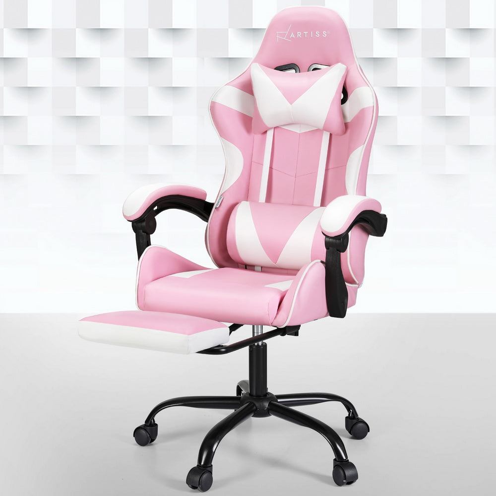 2-Point Massage Gaming Chair with Footrest
