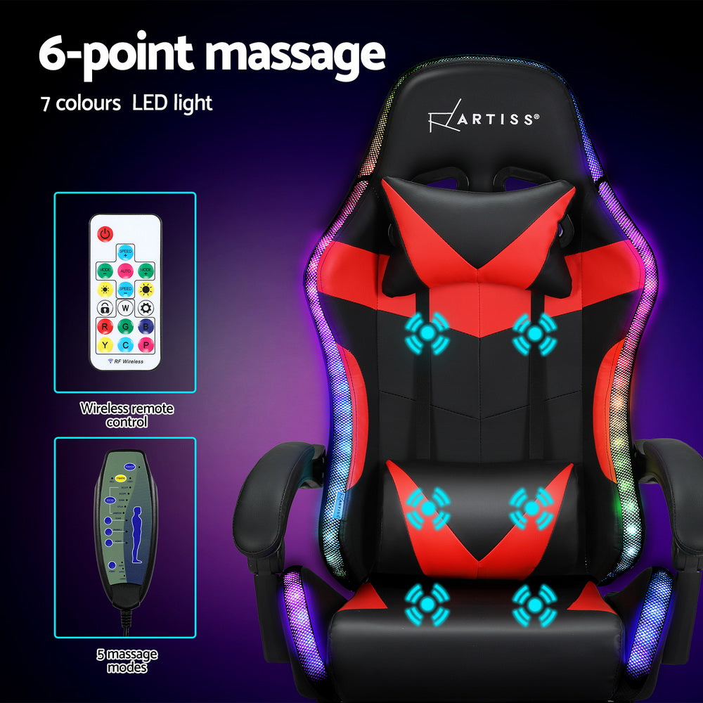 6-Point Massage Gaming Chair with LED