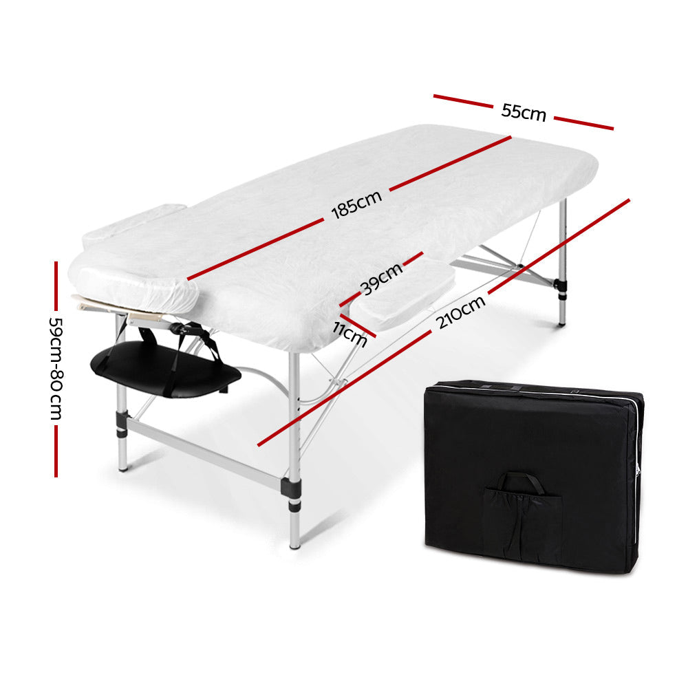 55cm Portable 2-Fold Massage Table - Black