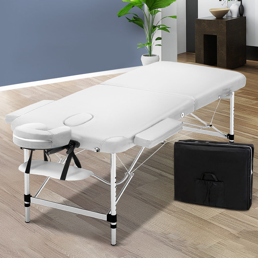 75cm Portable 2-Fold Massage Table - White