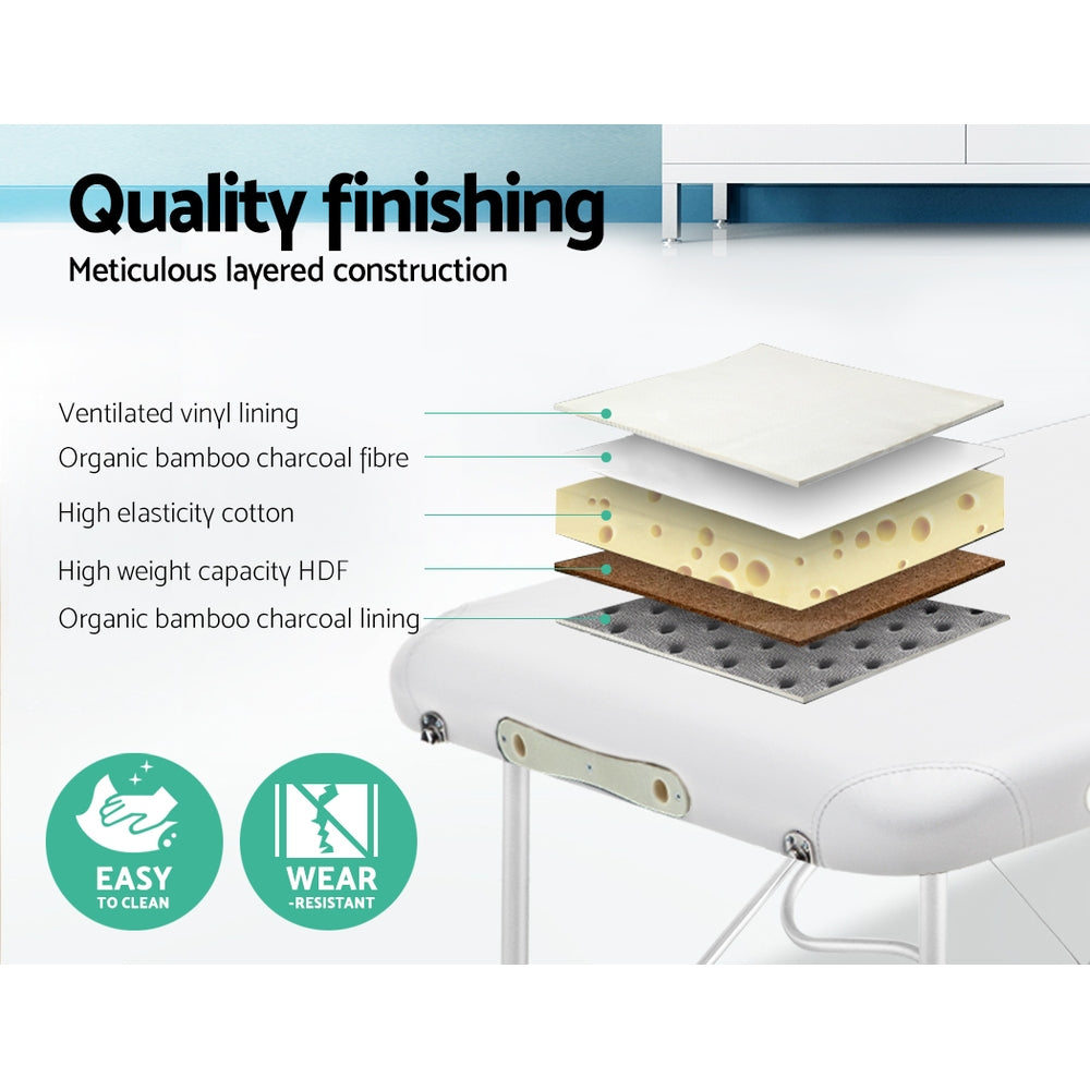 75cm Portable 2-Fold Massage Table - White