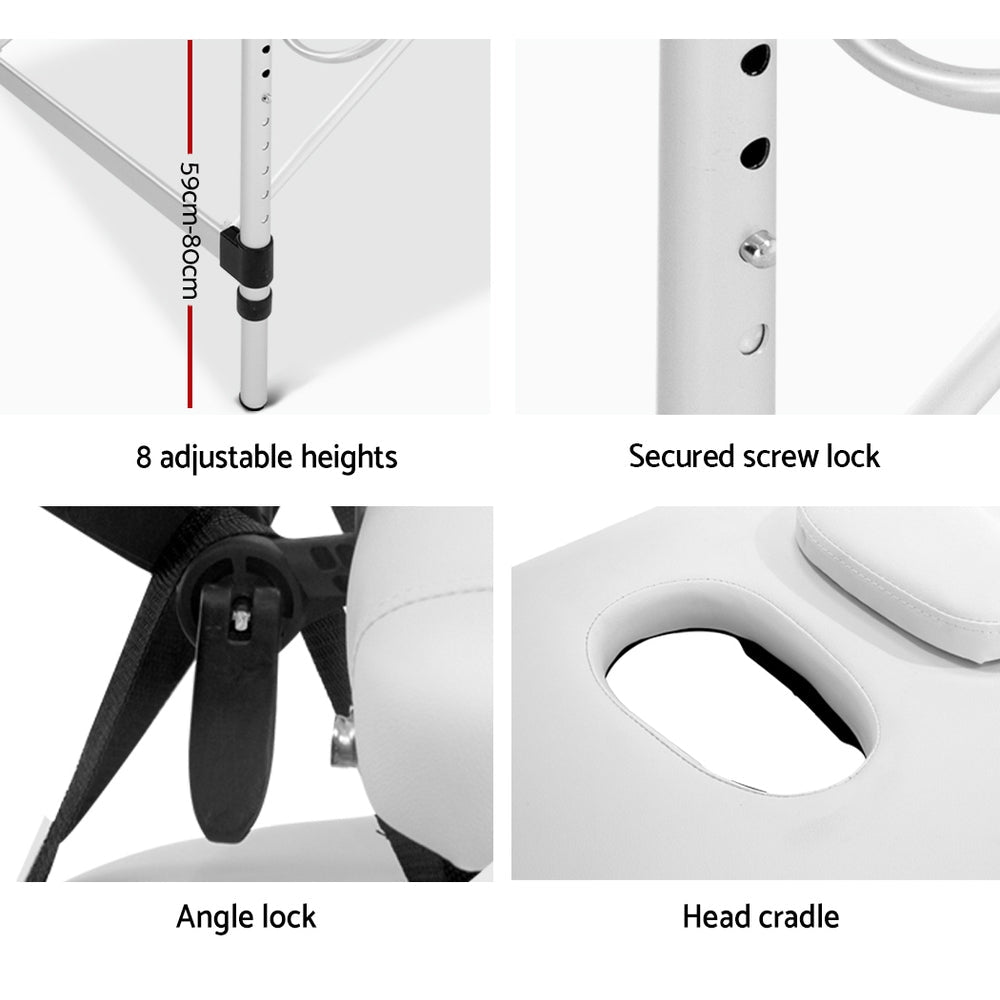 75cm Portable 2-Fold Massage Table - White