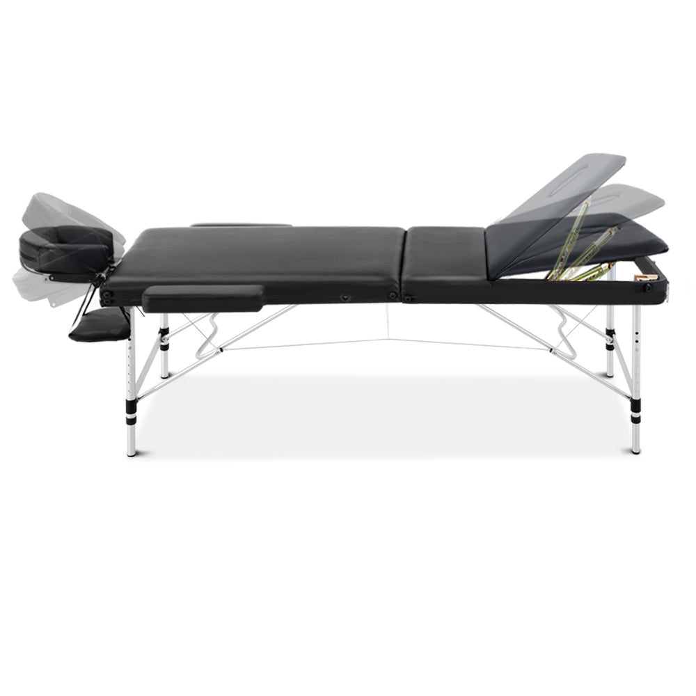 60cm Portable 3-Fold Massage Table - Black