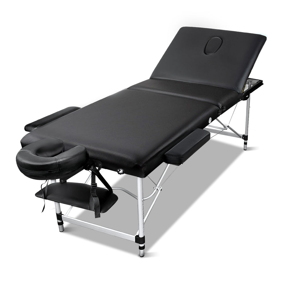 60cm Portable 3-Fold Massage Table - Black
