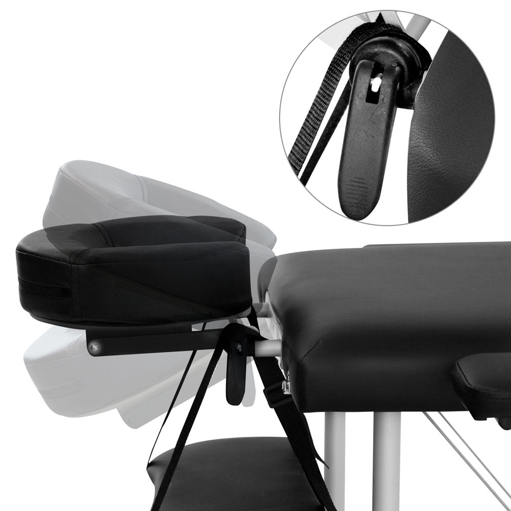 75cm 3-Fold Aluminium Massage Table - Black