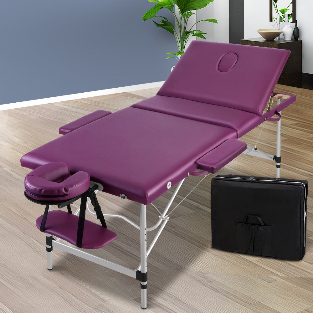 75cm Portable 3-Fold Massage Table - Violet
