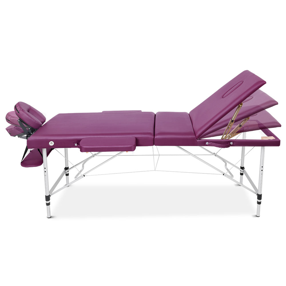 75cm Portable 3-Fold Massage Table - Violet