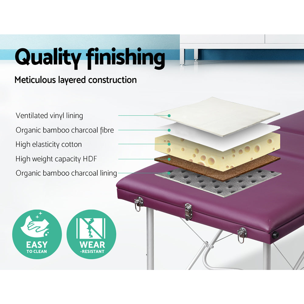 75cm Portable 3-Fold Massage Table - Violet