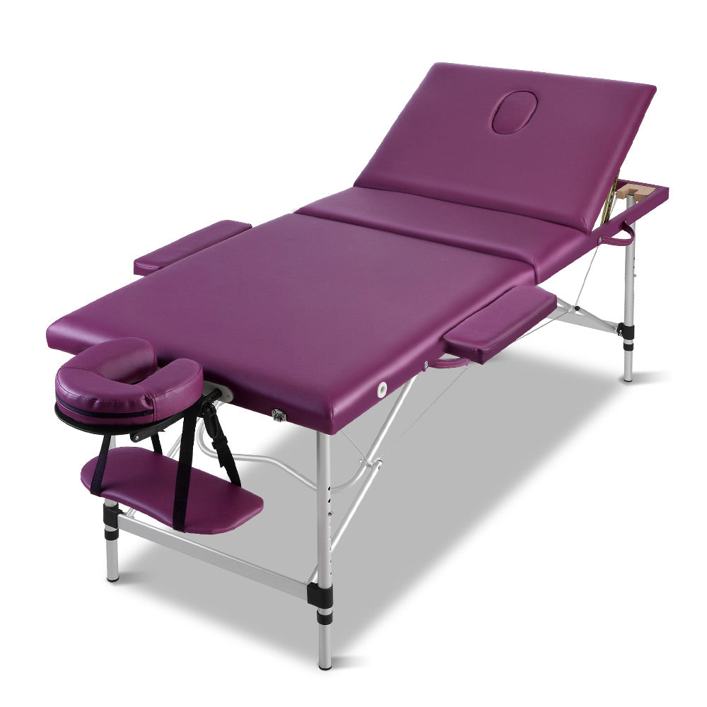 75cm Portable 3-Fold Massage Table - Violet