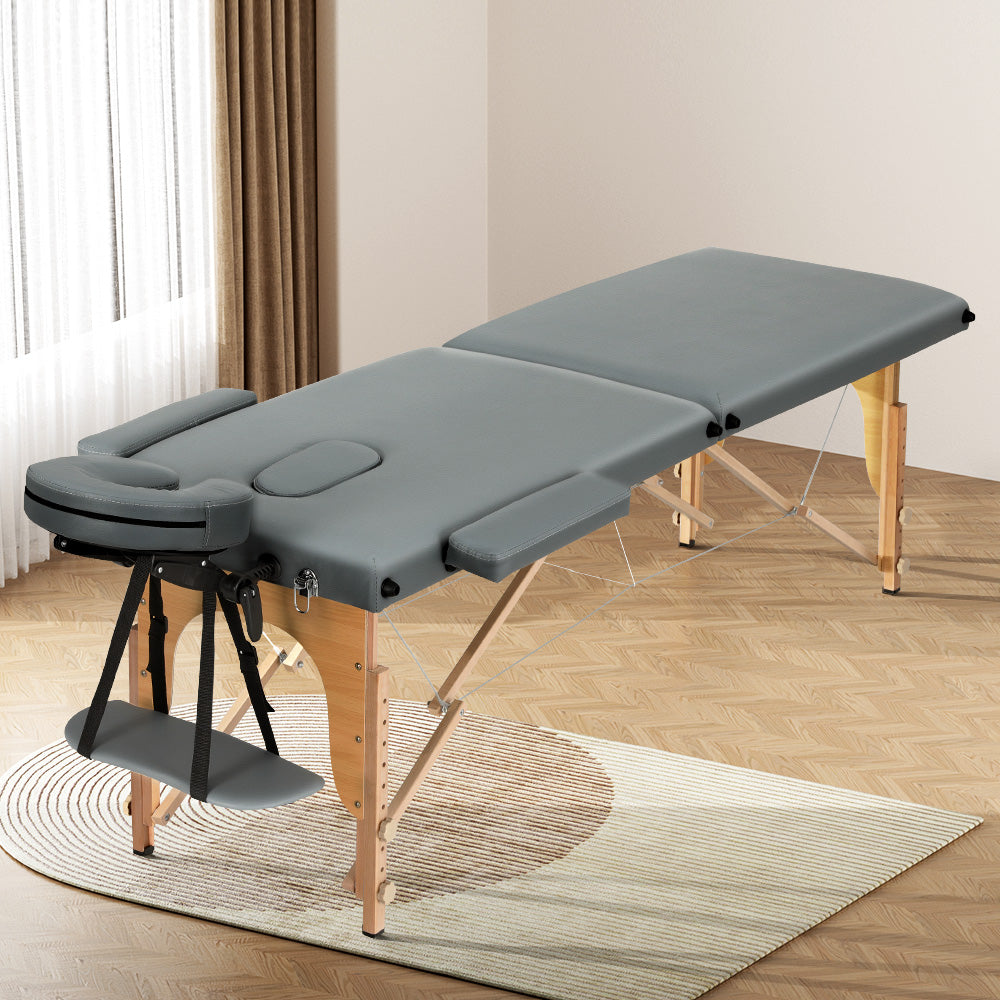 56cm Portable Wooden Massage Table - Grey