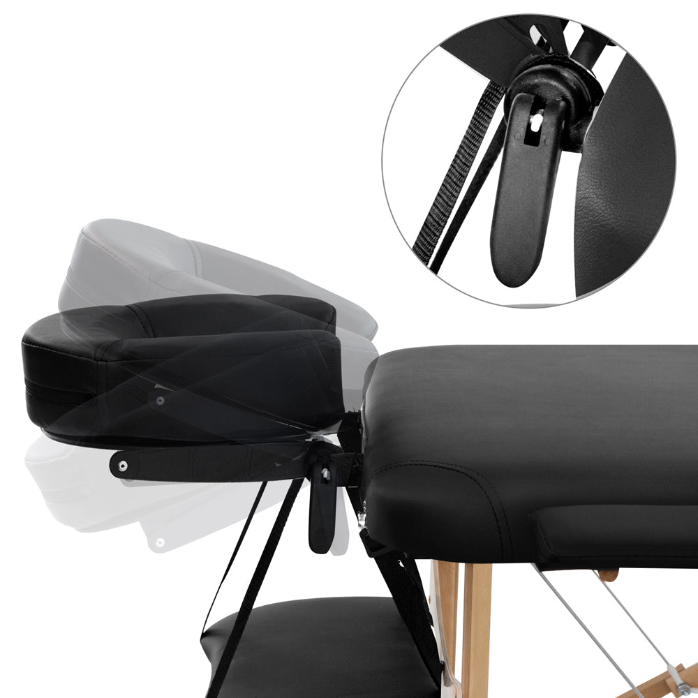 70cm Portable Wooden Massage Table - Black