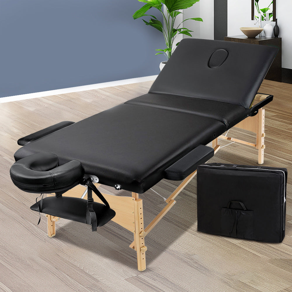 75cm Portable 3-Fold Wooden Massage Table