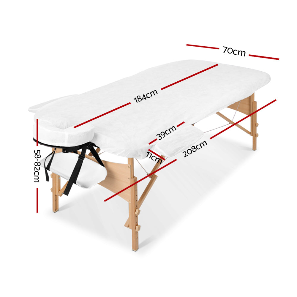 70cm Portable Wooden Massage Table - White