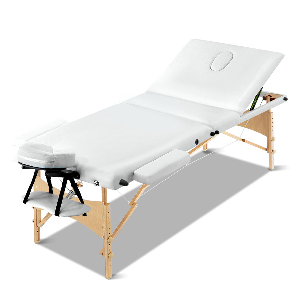 70cm Portable Wooden Massage Table - White