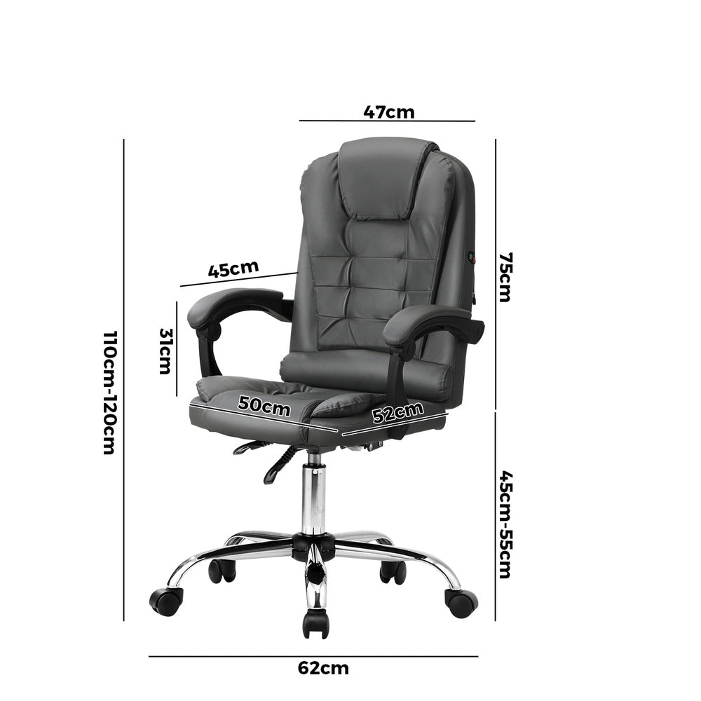 Racing-Style Massage Office Chair - Grey