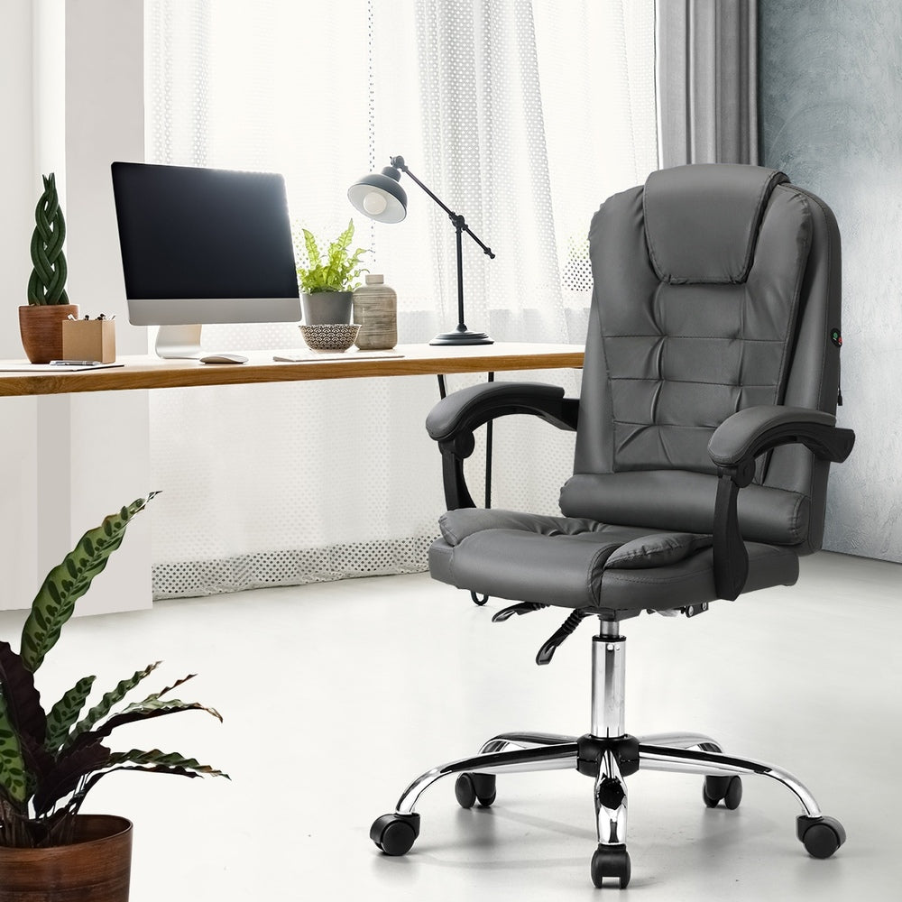 Racing-Style Massage Office Chair - Grey