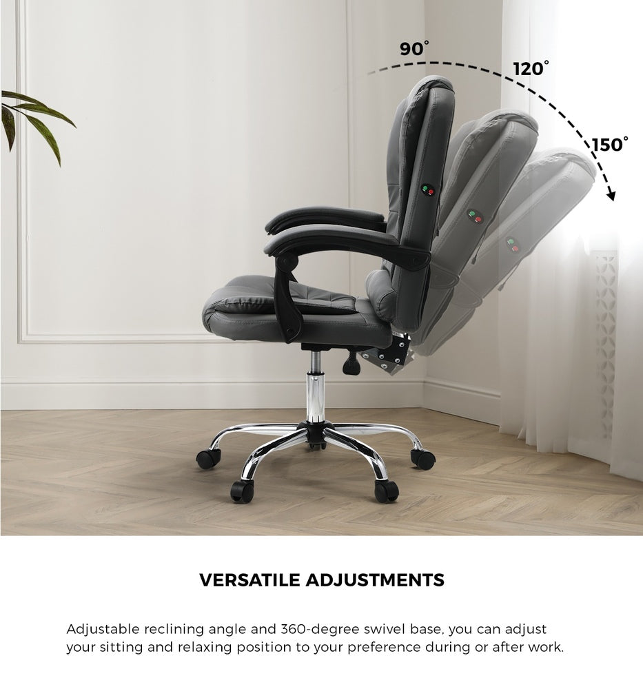 Racing-Style Massage Office Chair - Grey