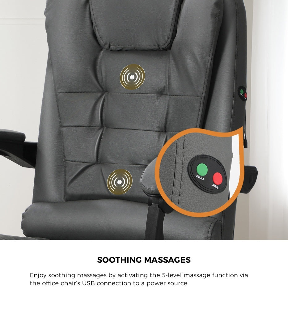 Racing-Style Massage Office Chair - Grey