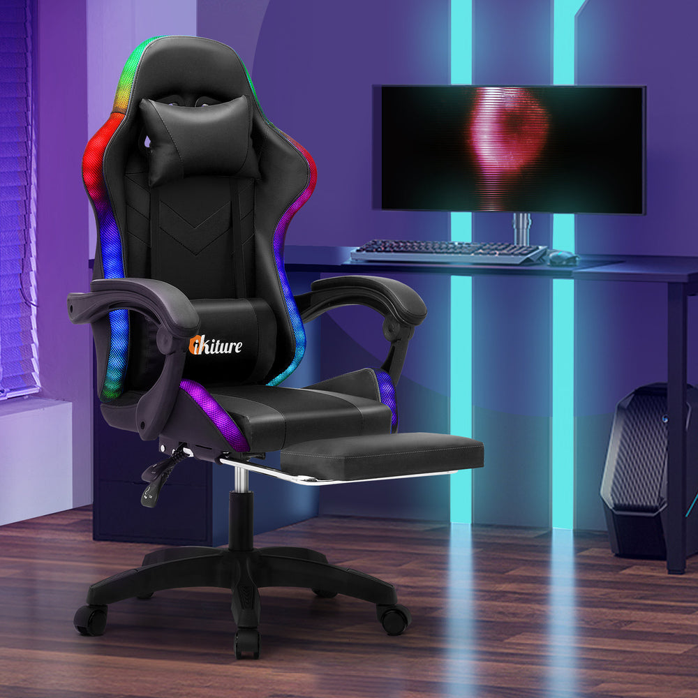 LED Gaming Chair with 8-Point Massage