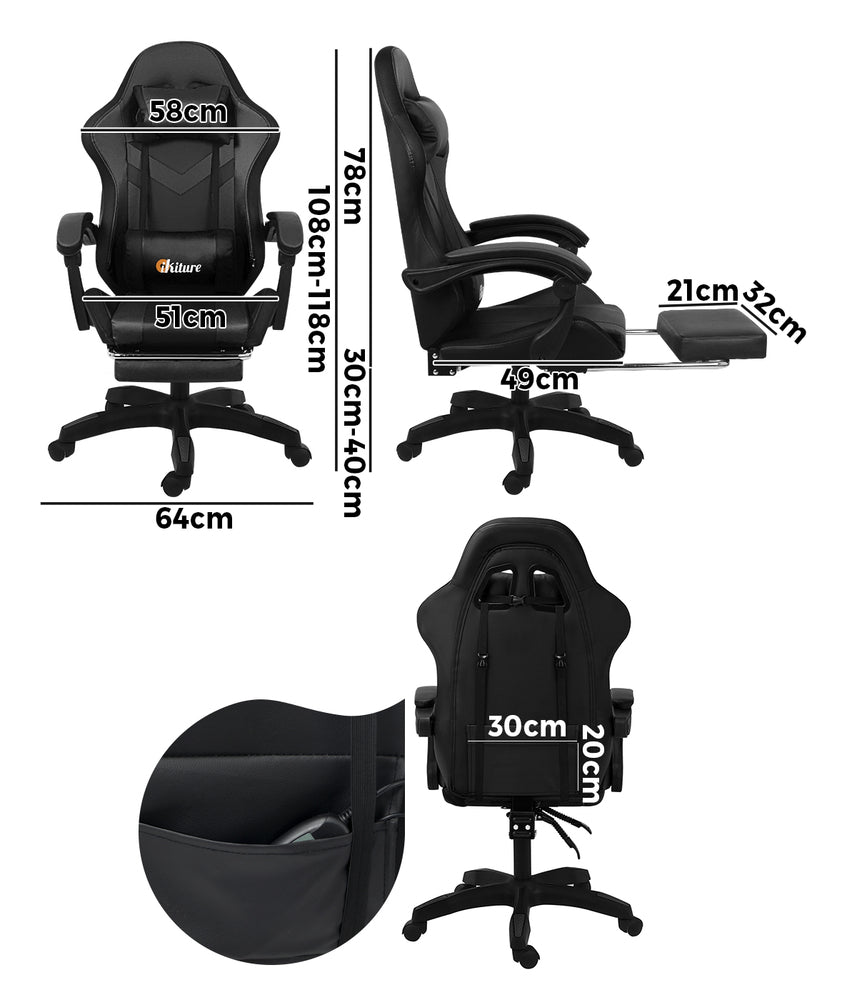 LED Gaming Chair with 8-Point Massage