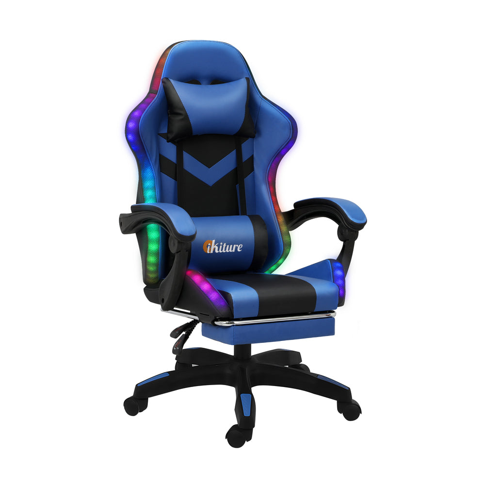 Racing Gaming Chair - 8-Point Massage, Black & Blue