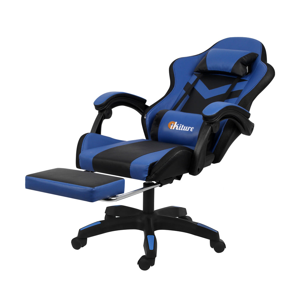Racing Gaming Chair - 8-Point Massage, Black & Blue