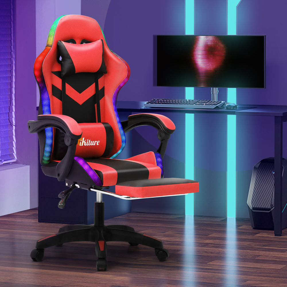 LED Gaming Chair with 8-Point Massage