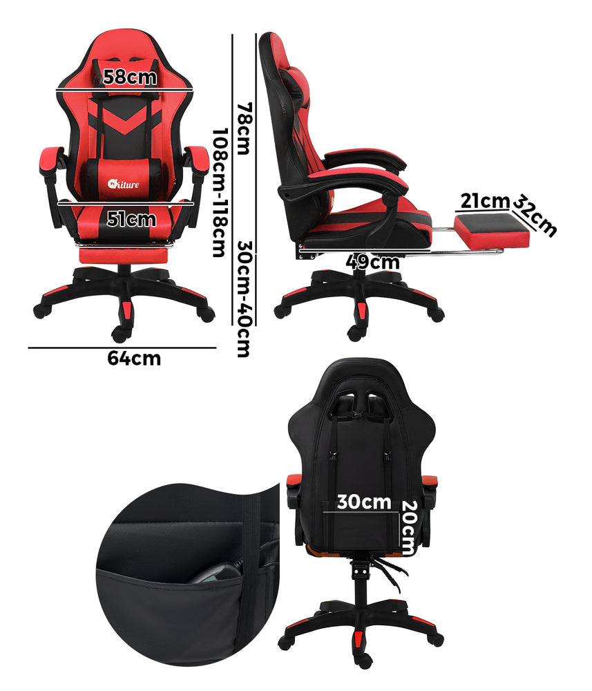 LED Gaming Chair with 8-Point Massage