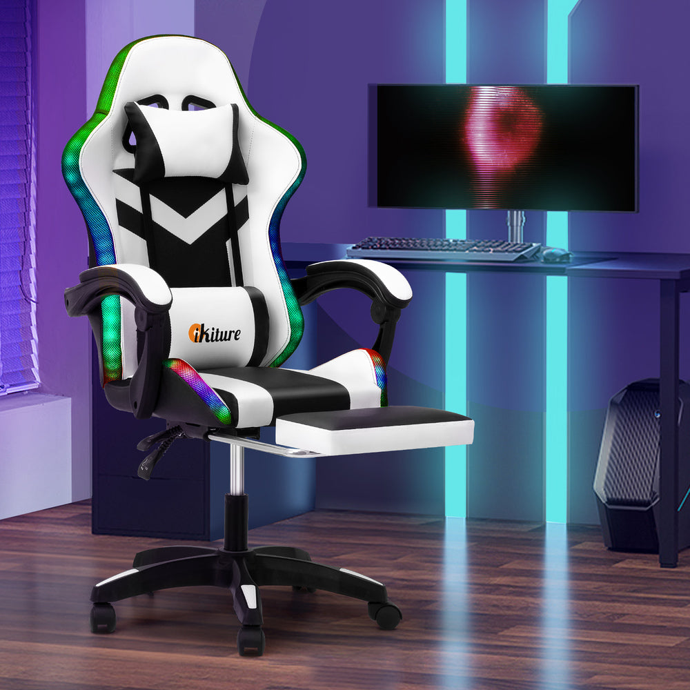 LED Gaming Chair with 8-Point Massage
