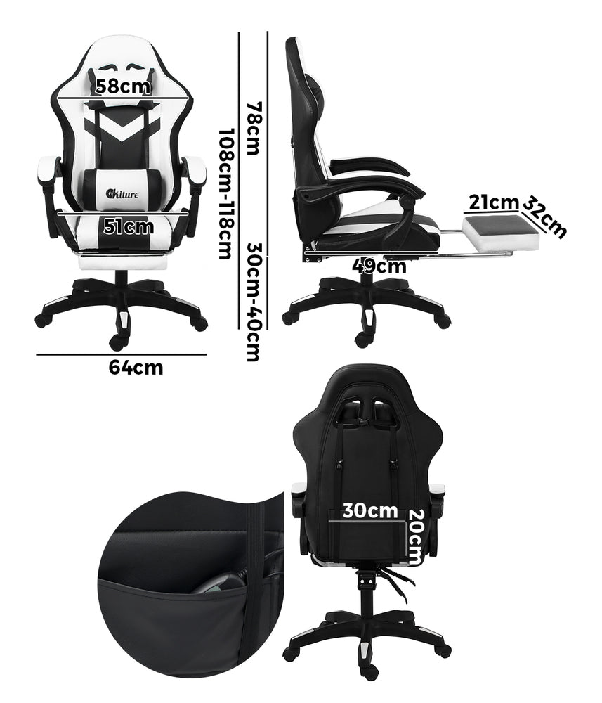 LED Gaming Chair with 8-Point Massage