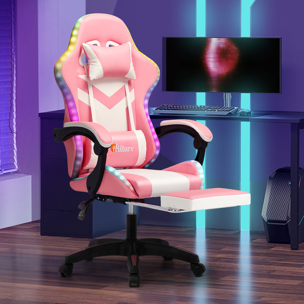 LED Gaming Chair with 8-Point Massage