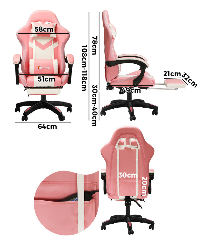 LED Gaming Chair with 8-Point Massage