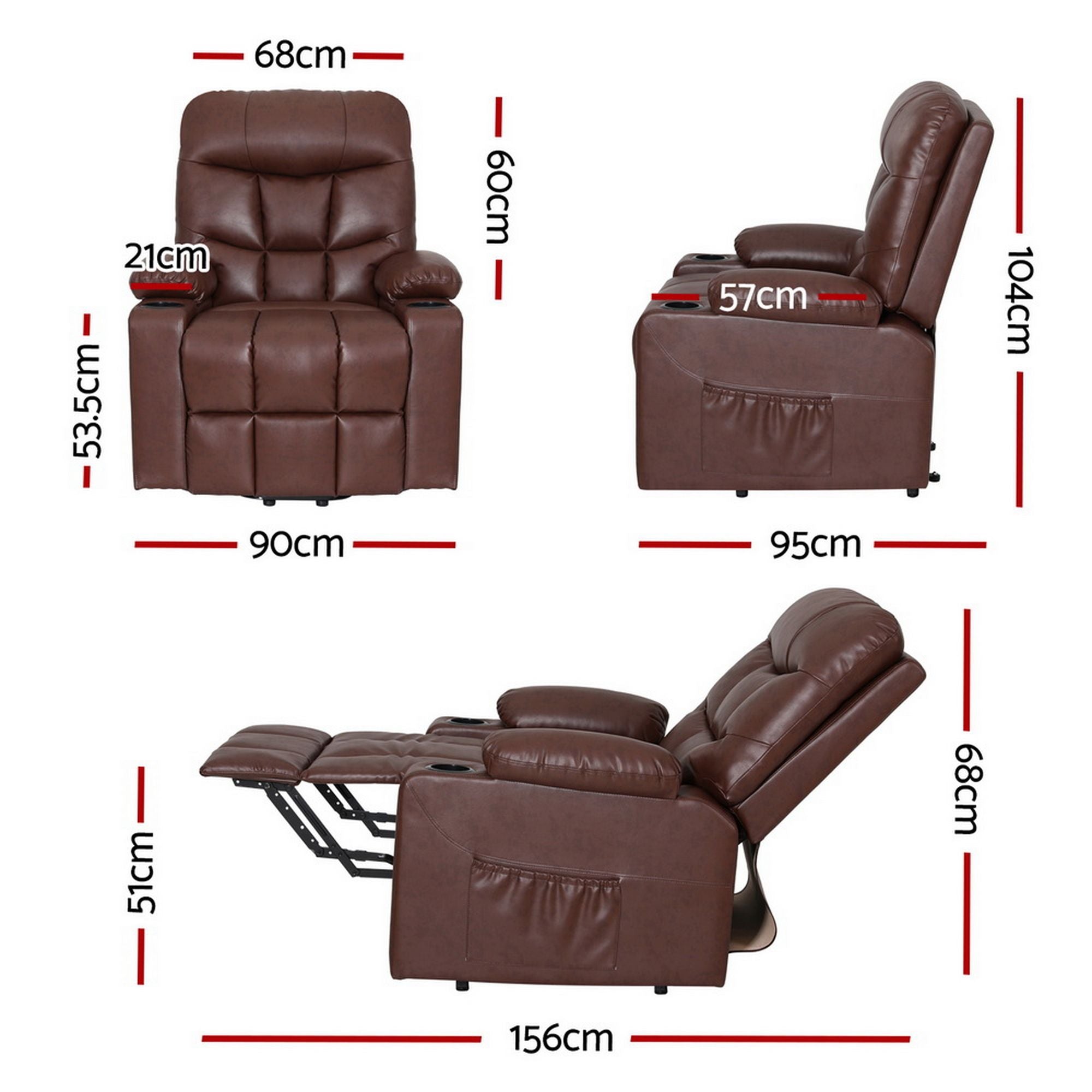 Heated Massage Lift Recliner - Claude