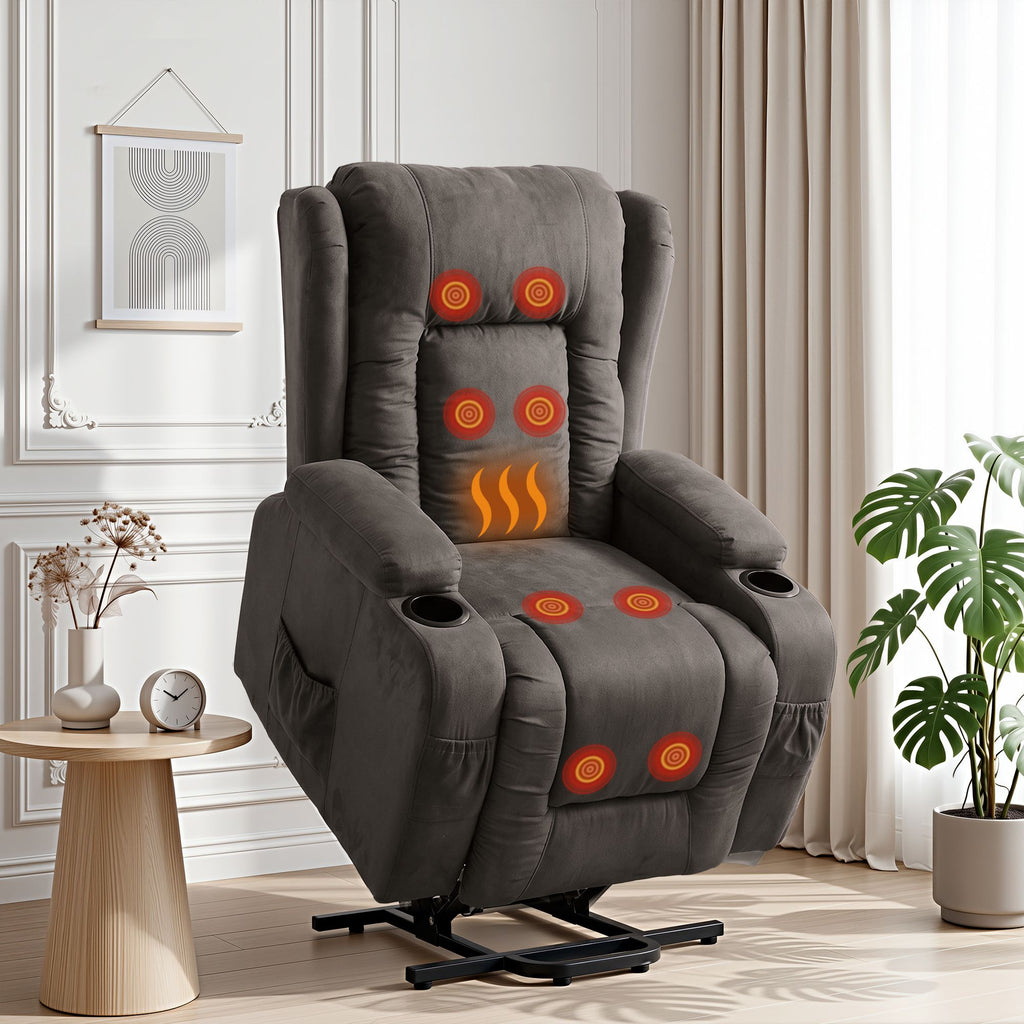 Heated Massage Lift Recliner - Velvet Rukwa