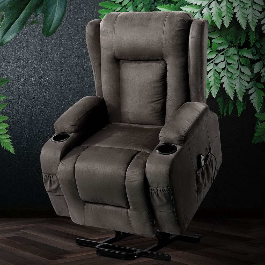 Heated Massage Lift Recliner - Velvet Rukwa