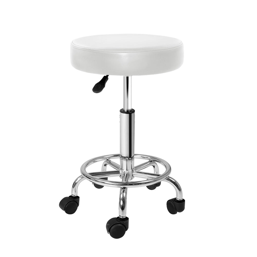 White Round Swivel Salon Stool