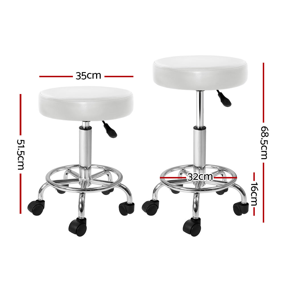 White Round Swivel Salon Stool