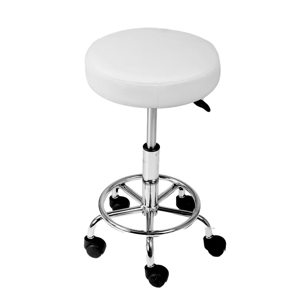 White Round Swivel Salon Stool