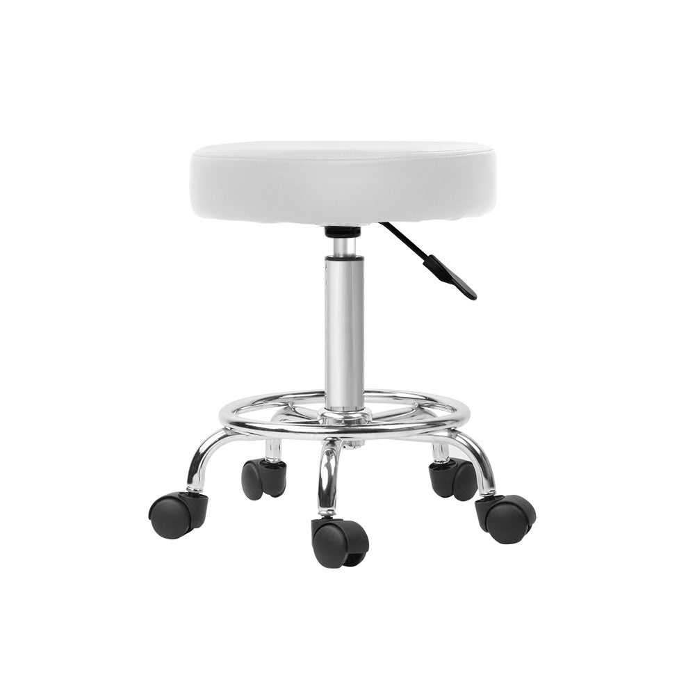 White Round Swivel Salon Stool