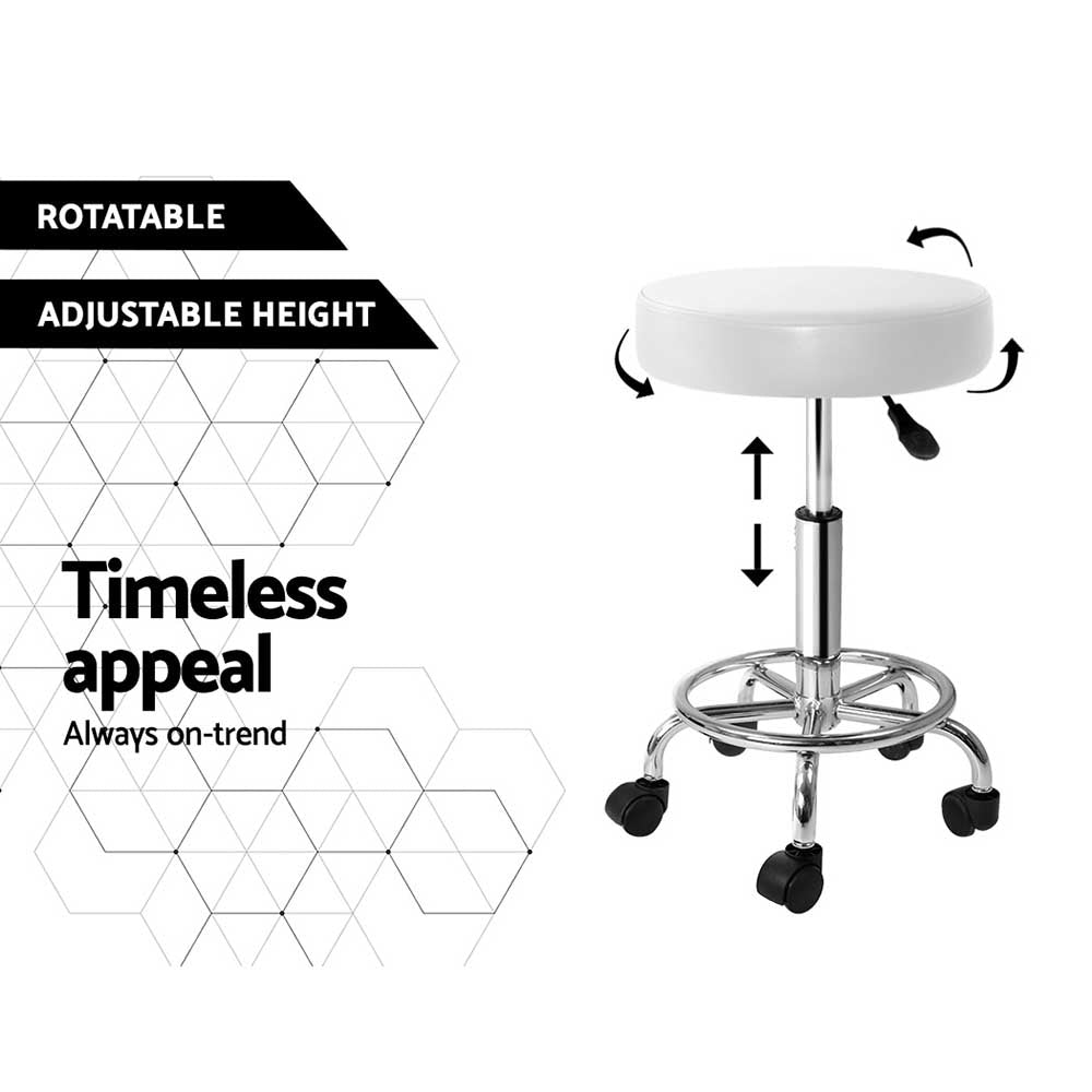 White Round Swivel Salon Stool