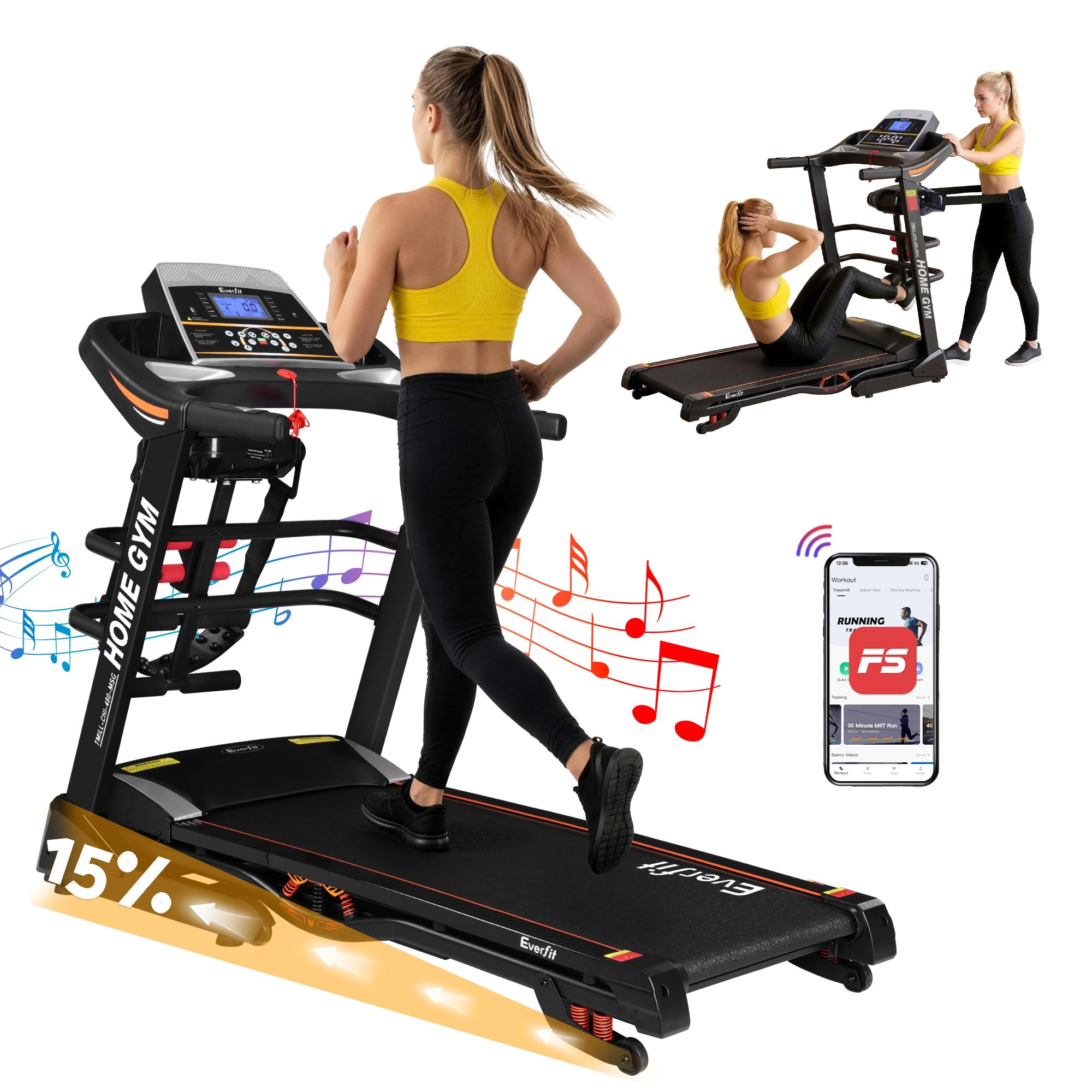 Electric Treadmill 480mm 3.5HP with Massager